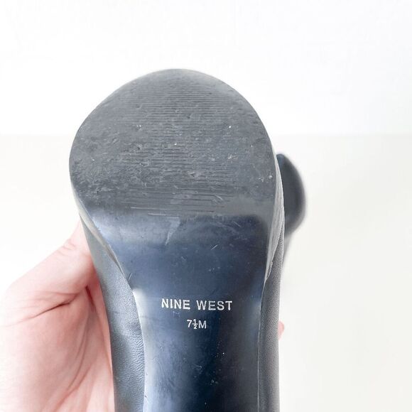 Nine West Womens Leather Almond Toe Platform Slip-on Pumps Black Size 7.5M - Picture 5 of 8